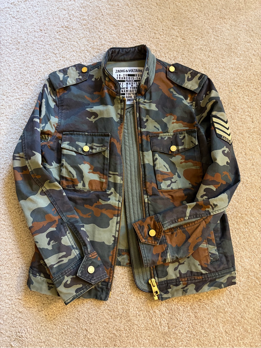 Zadig & Voltaire Camouflage Military Jacket - Green/Brown/Black